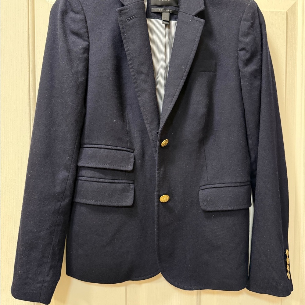 J. Crew Schoolboy Blue Blazer with Brass Accents